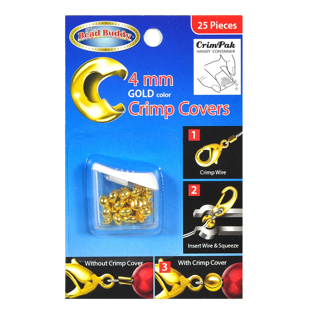 Craftdady 300pcs 18K Gold Crimp Bead Covers Brass Half Round Open Clamp  Knot Cover Terminator End Tips 4mm Diameter for Bracelet Necklace Jewelry