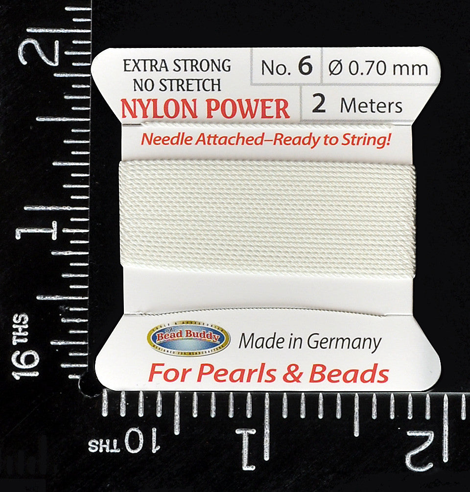 Nylon Bead Cord 6 White Bead Buddy