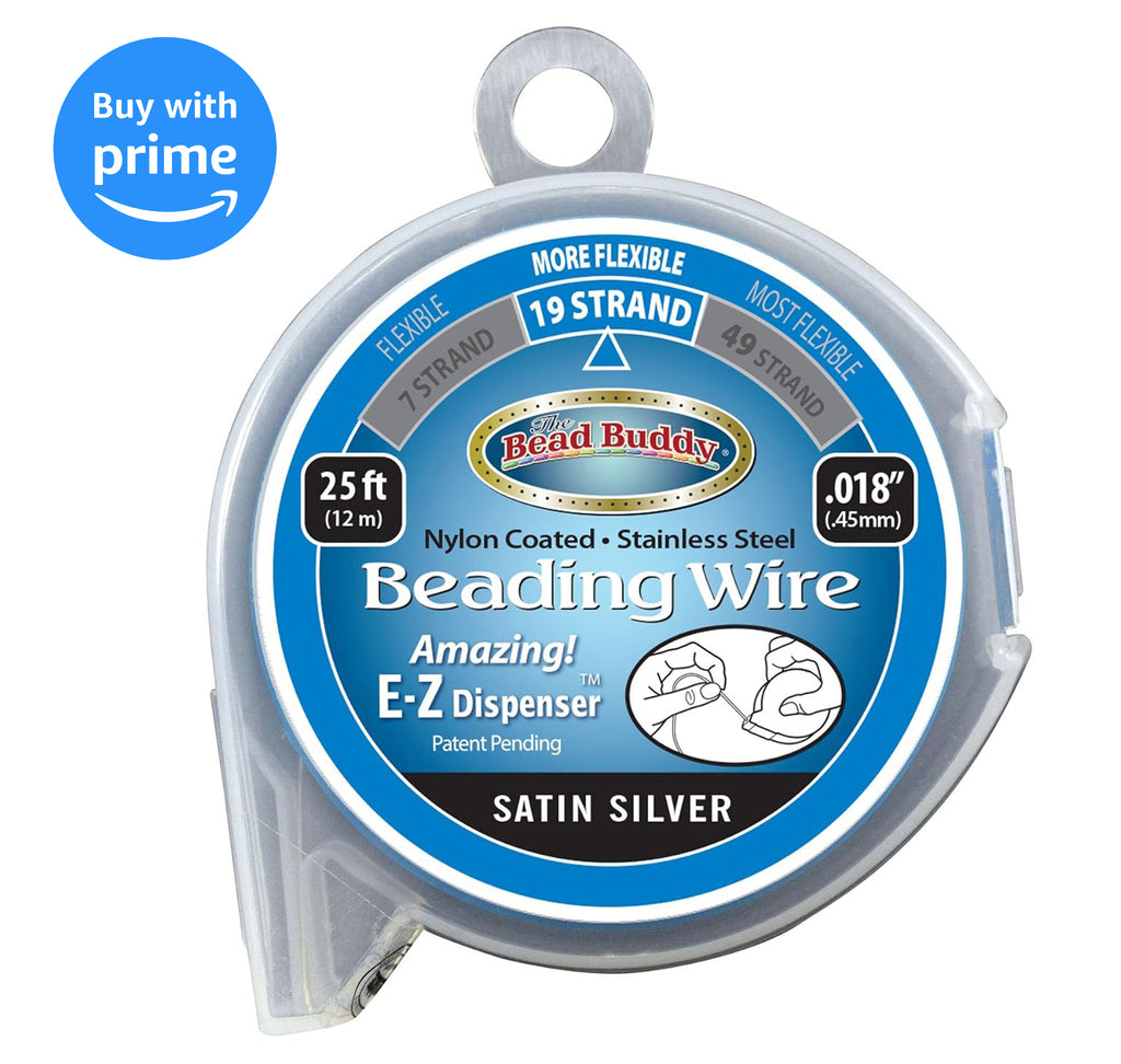 19 Strand Beading Wire, Satin Silver 25ft 0.18" Bead Buddy