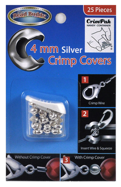 4mm Silver Crimp Covers