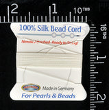 #2 (0.45mm)  White Silk Cord Thread With Attached Needle For Jewelry Making, 2m long