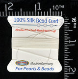 # 4 (0.6mm) White Silk Cord Thread With Attached Needle For Jewelry Making, 2m long