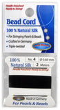 # 4 (0.6mm) Black Silk Cord Thread With Attached Needle For Jewelry Making, 2m long