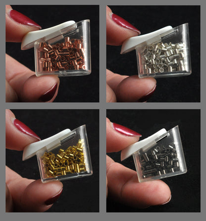 2mm Crimp Tubes Combo Pack For Jewelry Making, Color Silver, Gold, Copper, Black Oxide 150 Piece Each