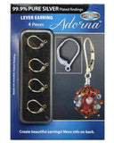 Adorna Pure Silver Plated Lever Back Earring Hooks For Jewelry Making, 4 Pieces