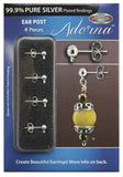 Adorna Pure Silver Plated Ear Post With Nuts Earring Findings, 4 pieces